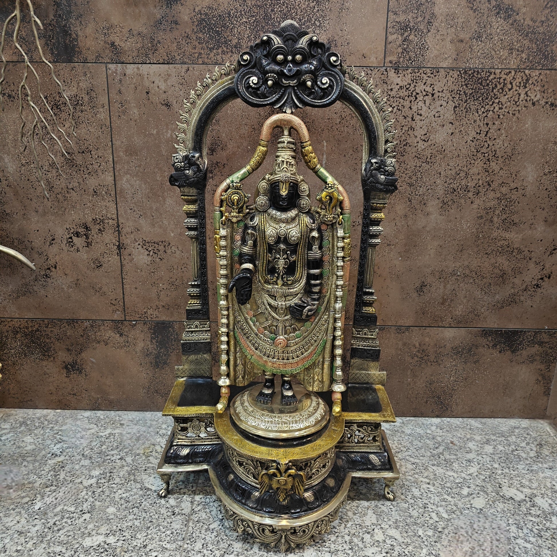 Brass Lord Tirupati Balaji Venkateshwara Swamy Idol 3 Feet - Image 3