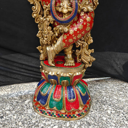 Divine Big Brass Krishna Statue with Stone Work 47 Inches by vendor-unknown - Hindu Gods (View 9)