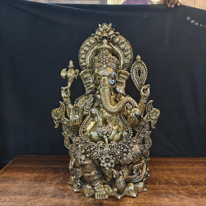 Elegant Brass Large Ganesha Statue 29 Inches by vendor-unknown - Hindu Gods (View 4)
