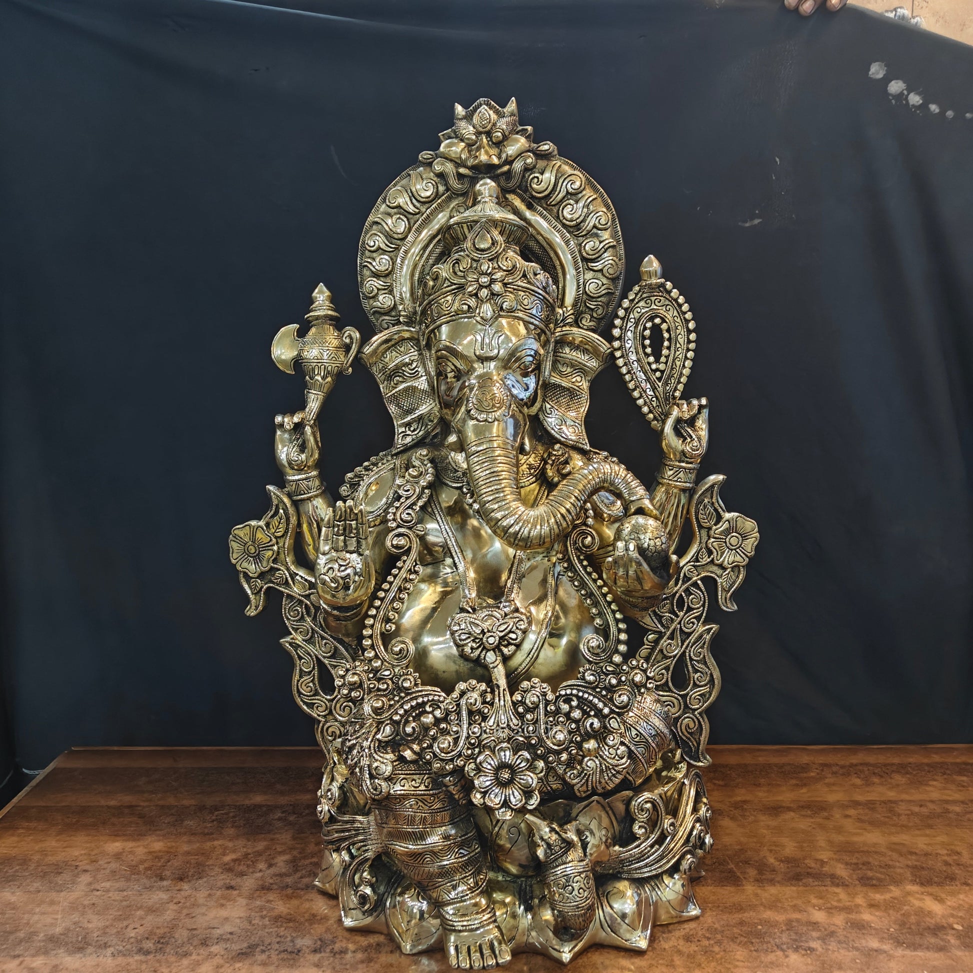 Elegant Brass Large Ganesha Statue 29 Inches - Image 5