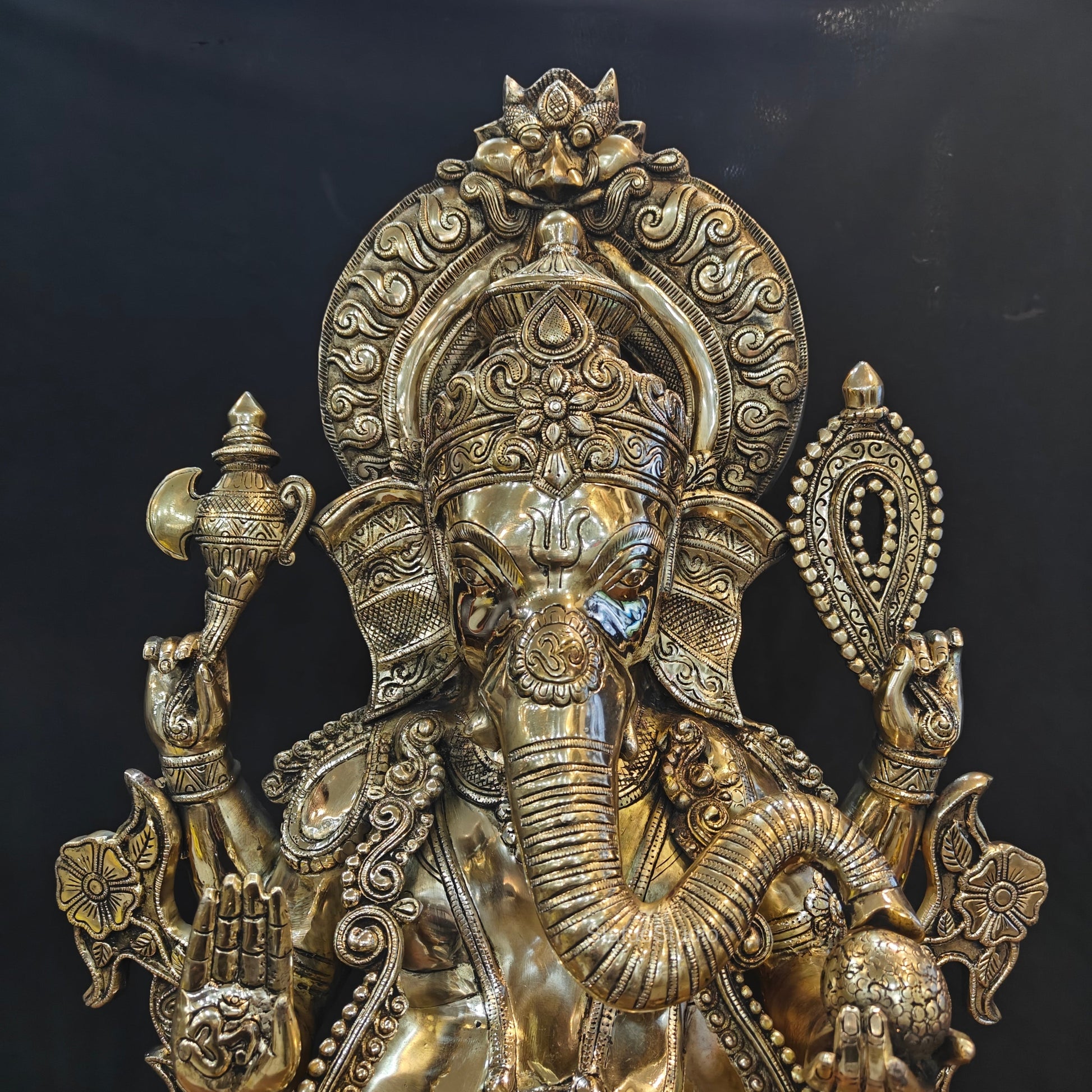 Elegant Brass Large Ganesha Statue 29 Inches - Image 2