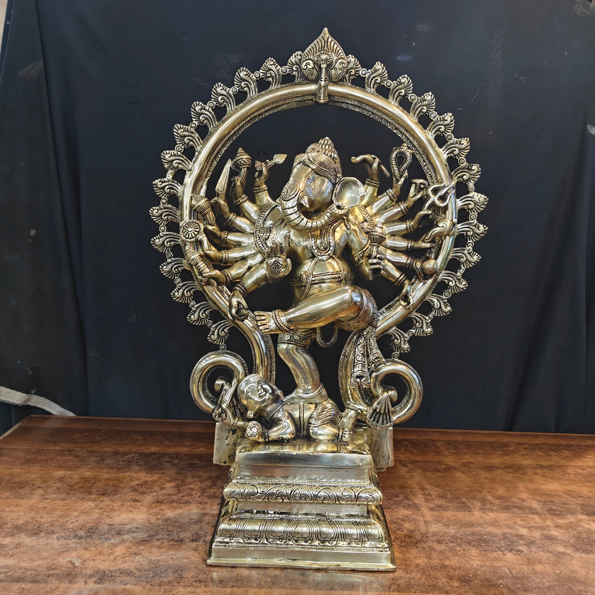Brass Large Tandav Ganesha Statue 25 Inch - Image 2