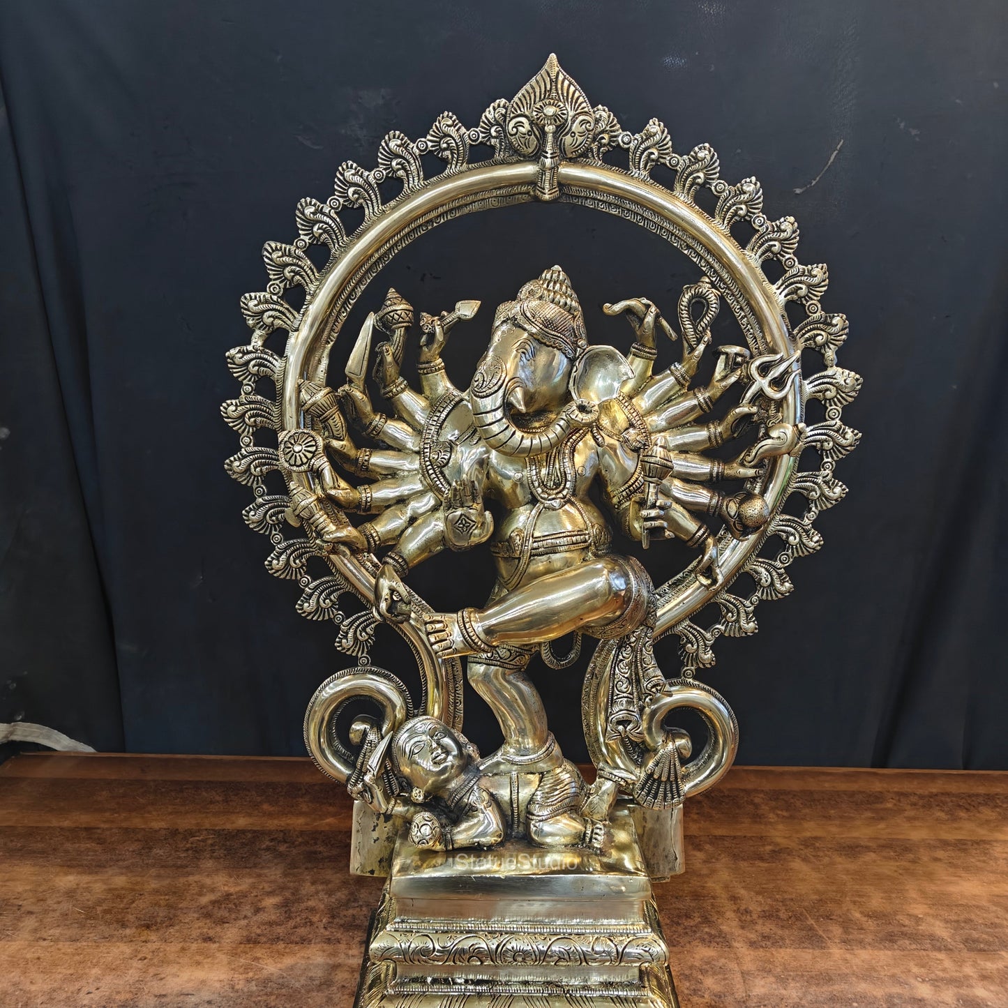 Brass Large Tandav Ganesha Statue 25 Inch