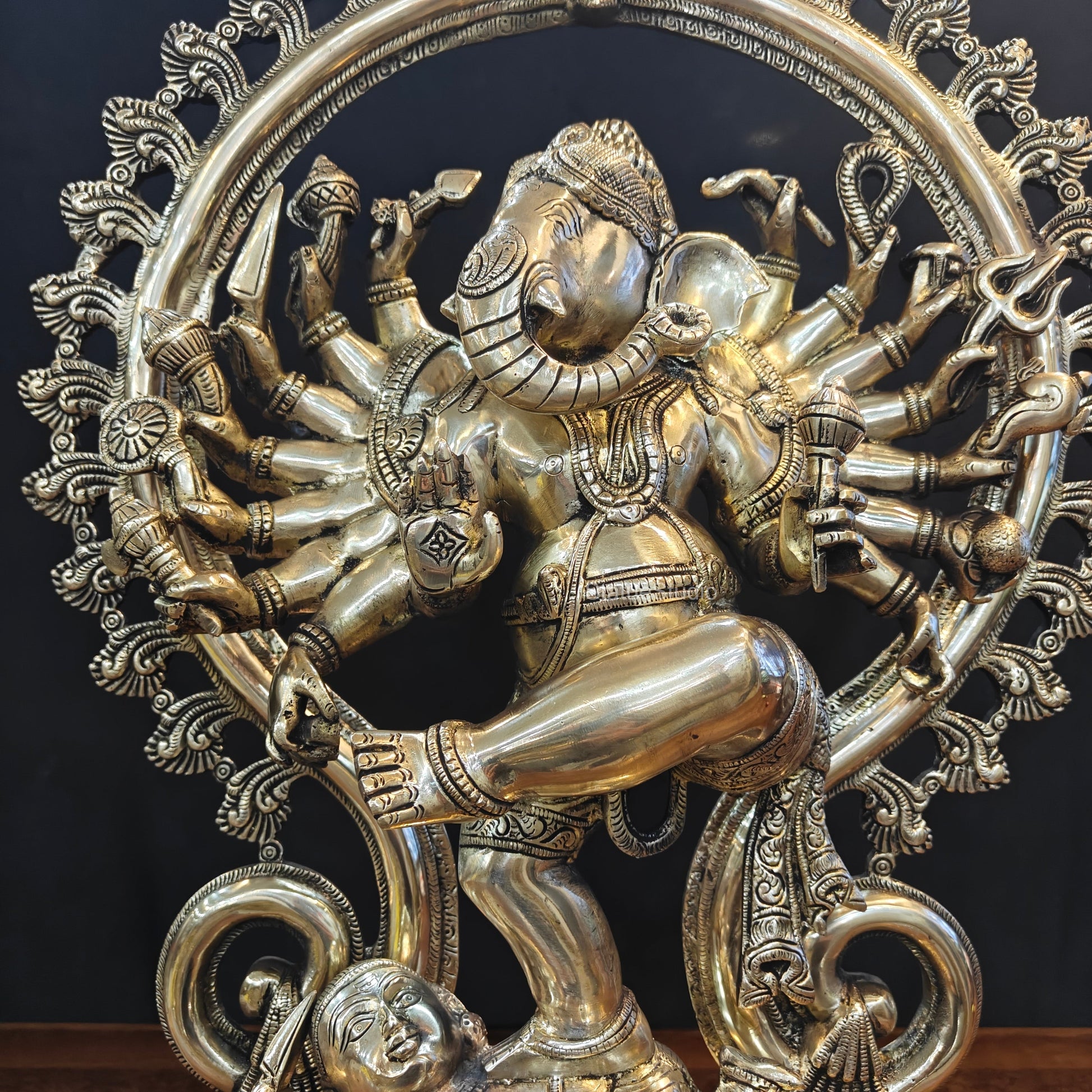 Brass Large Tandav Ganesha Statue 25 Inch - Image 4