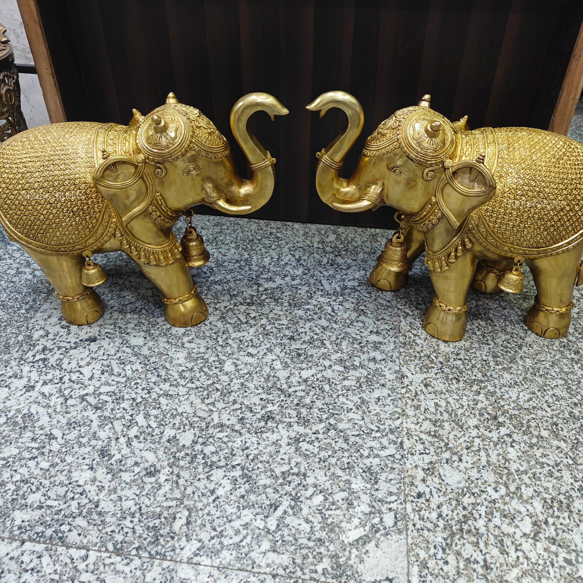 Brass Large Elephant Pair Statue Feng Shui 2 Feet Lenght - Image 5