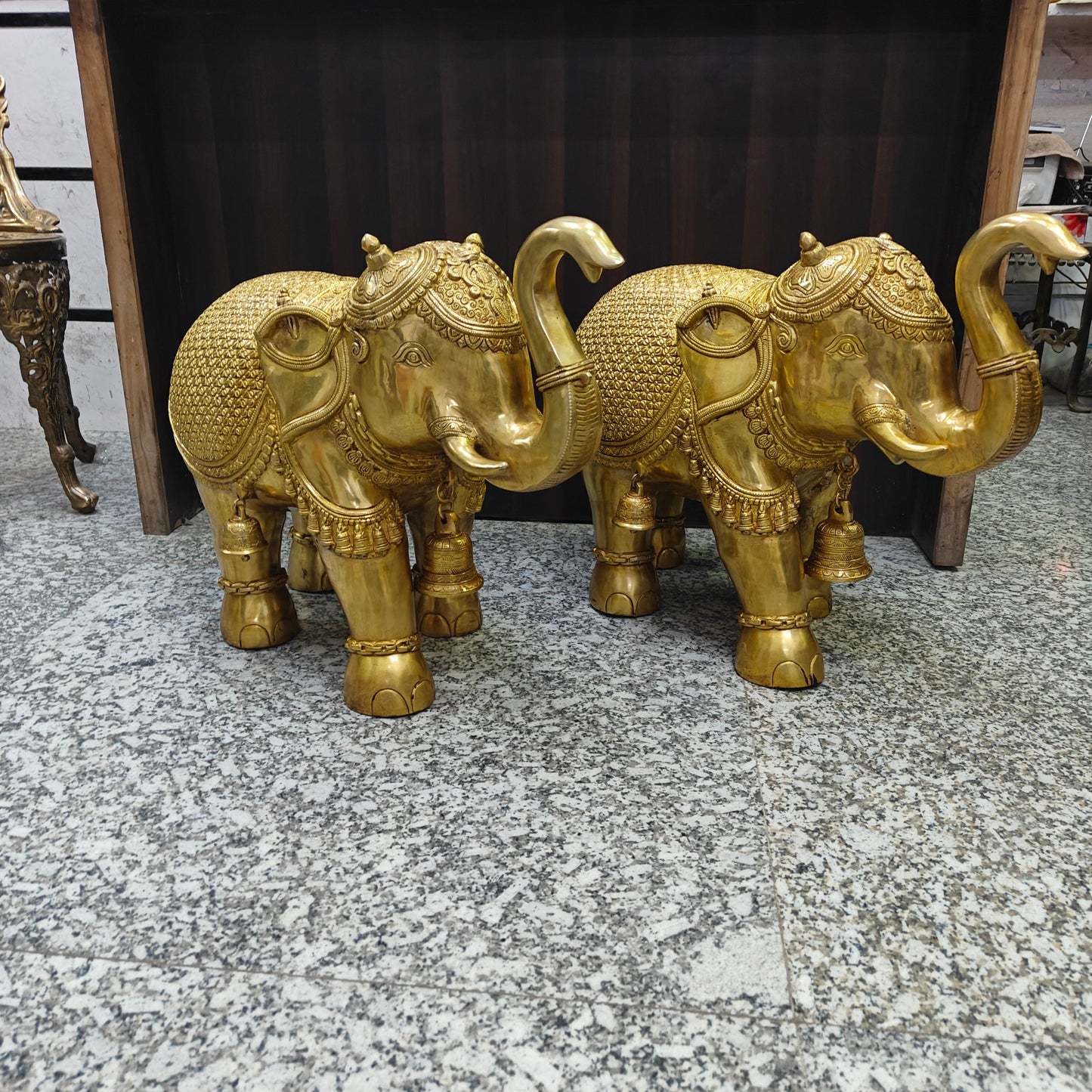 Brass Large Elephant Pair Statue Feng Shui 2 Feet Lenght