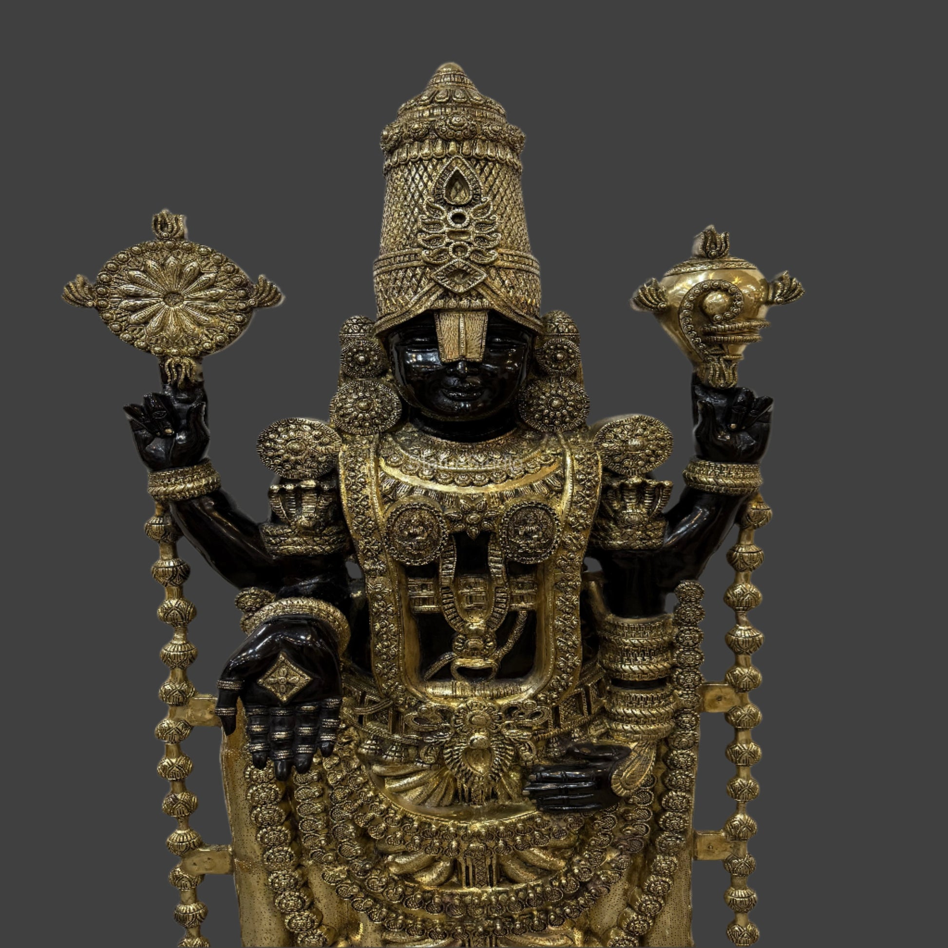 Brass Large Tirupati Balaji Statue Antique Finish For Home Decor 6 Feet - Image 8