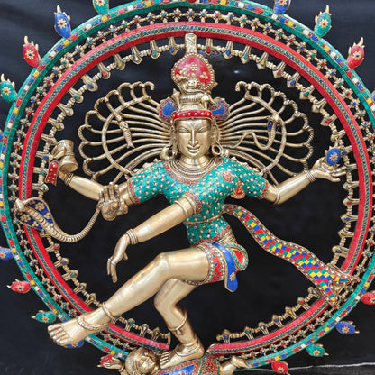 Brass Large Nataraja Statue With Stone Work Showpiece For Home Decor 4 Feet by vendor-unknown - Hindu Gods (View 3)