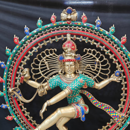 Brass Large Nataraja Statue With Stone Work Showpiece For Home Decor 4 Feet by vendor-unknown - Hindu Gods (View 19)