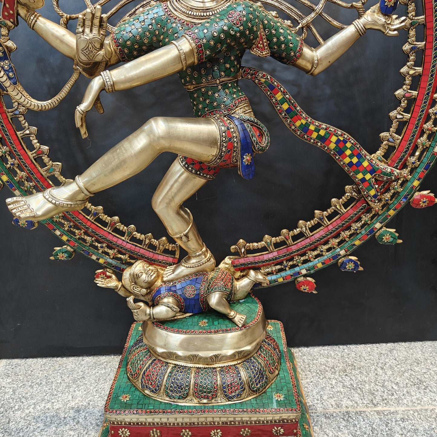 Brass Large Nataraja Statue With Stone Work Showpiece For Home Decor 4 Feet