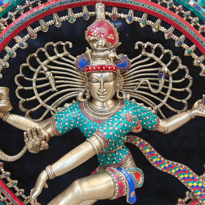 Brass Large Nataraja Statue With Stone Work Showpiece For Home Decor 4 Feet by vendor-unknown - Hindu Gods (View 17)