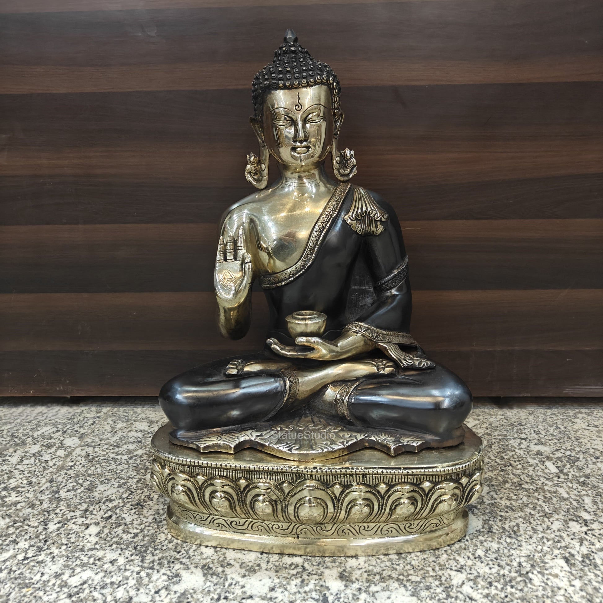 Brass Buddha Statue Antique Finish For Home Decor 20 Inches - Image 3
