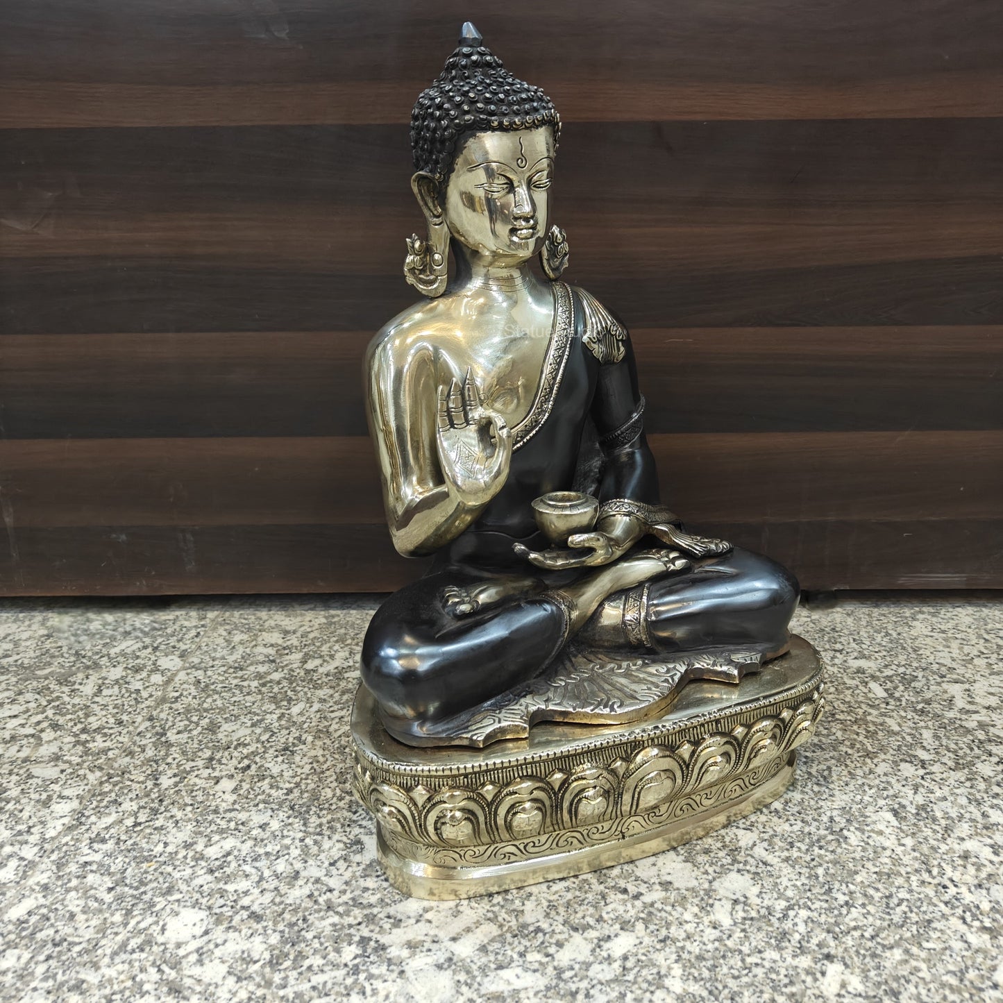 Brass Buddha Statue Antique Finish For Home Decor 20 Inches