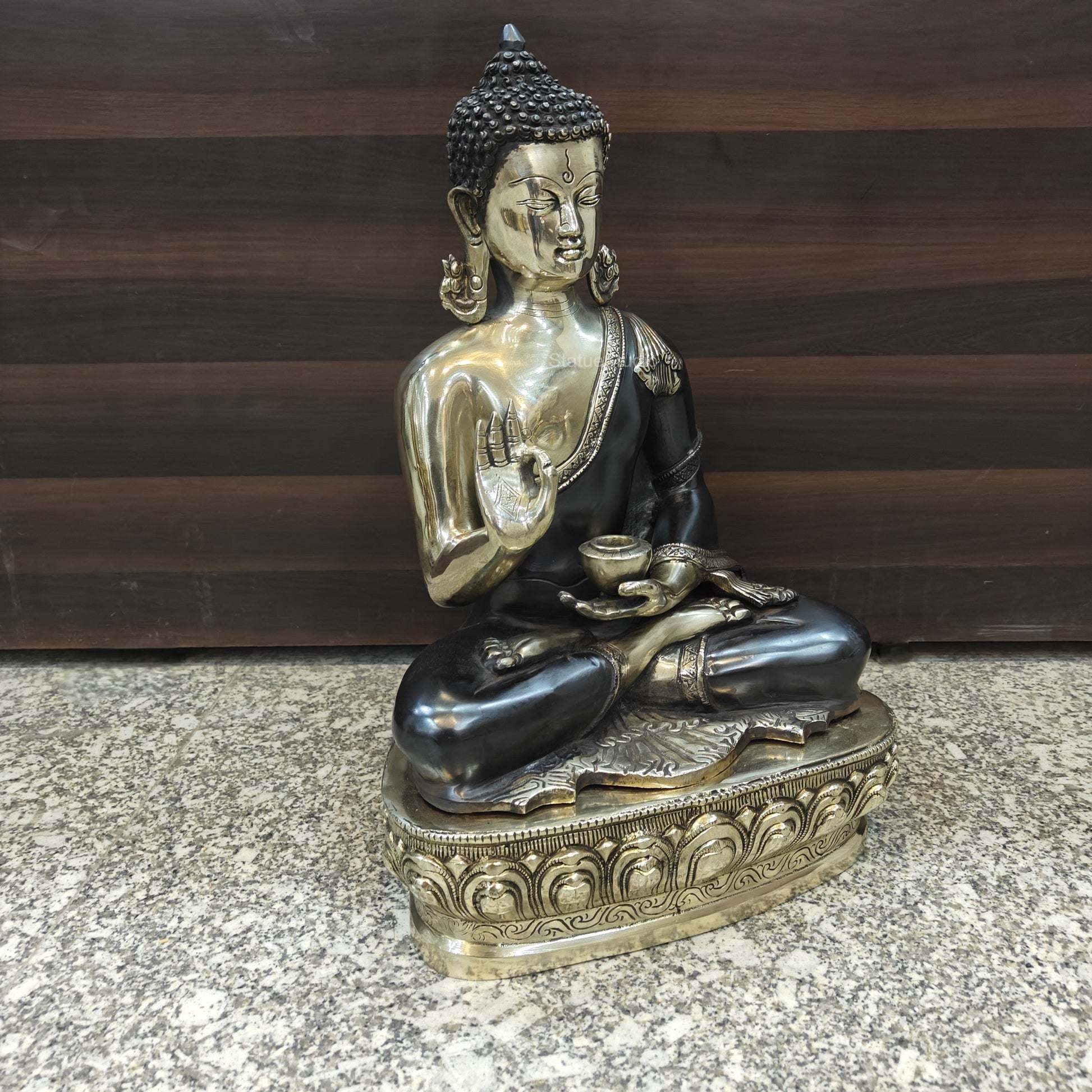 Brass Buddha Statue Antique Finish For Home Decor 20 Inches - Image 4