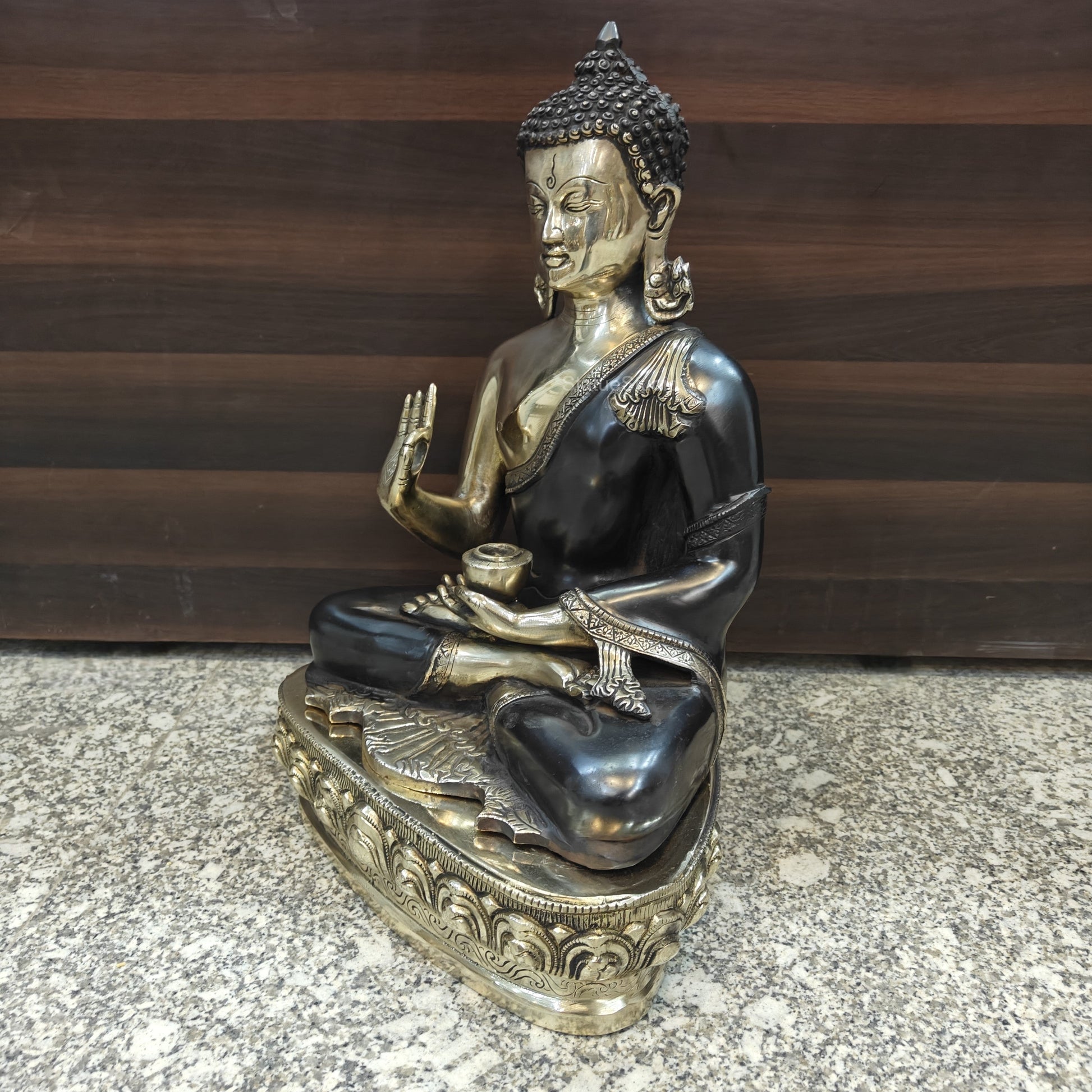 Brass Buddha Statue Antique Finish For Home Decor 20 Inches - Image 5