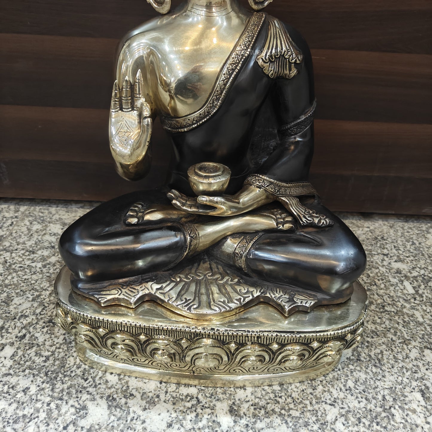 Brass Buddha Statue Antique Finish For Home Decor 20 Inches