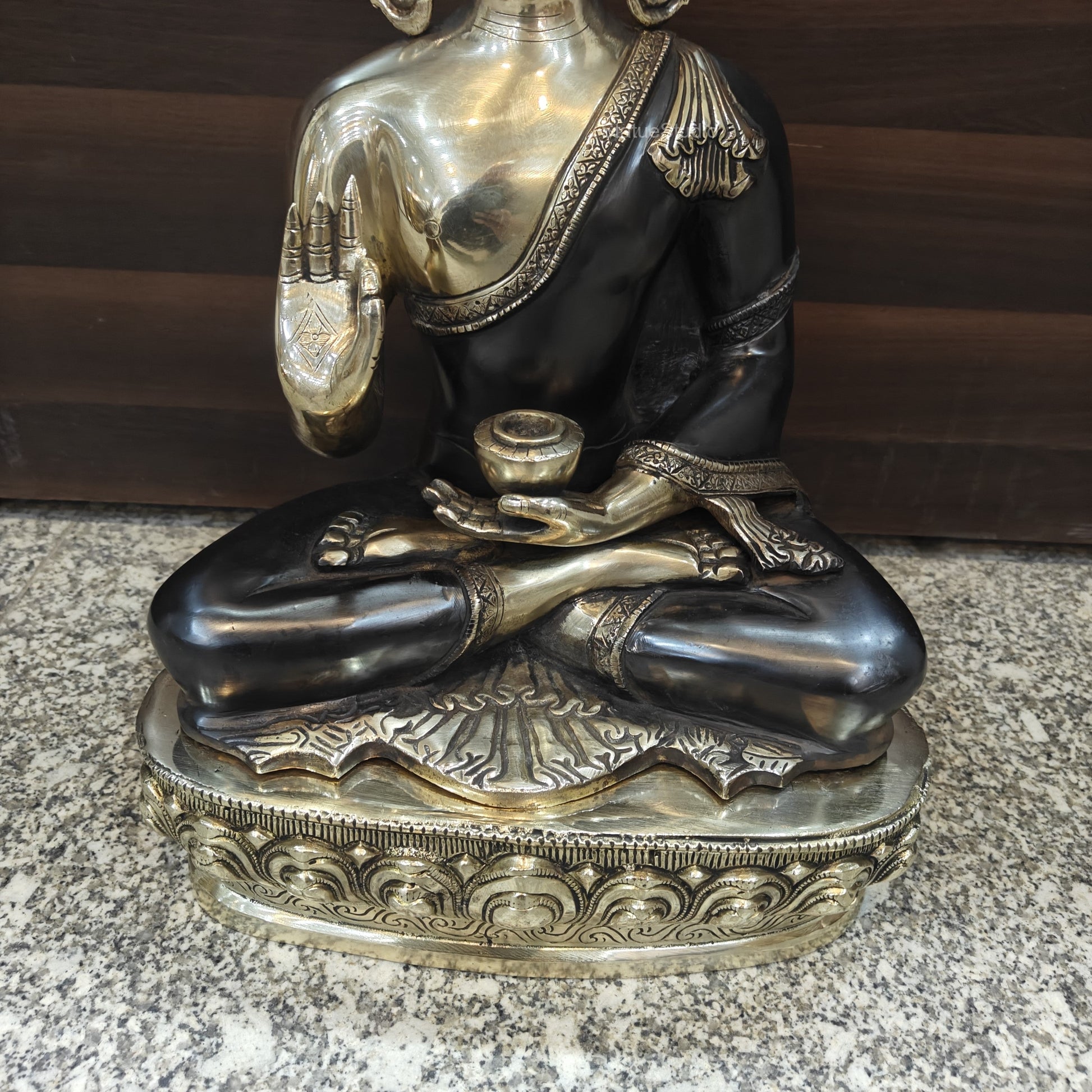 Brass Buddha Statue Antique Finish For Home Decor 20 Inches - Image 6