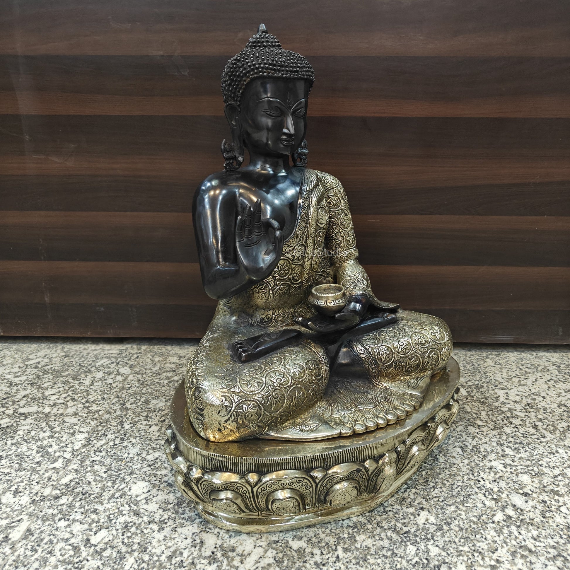 Brass Blessing Buddha Statue Antique Finish 21 Inches - Image 4