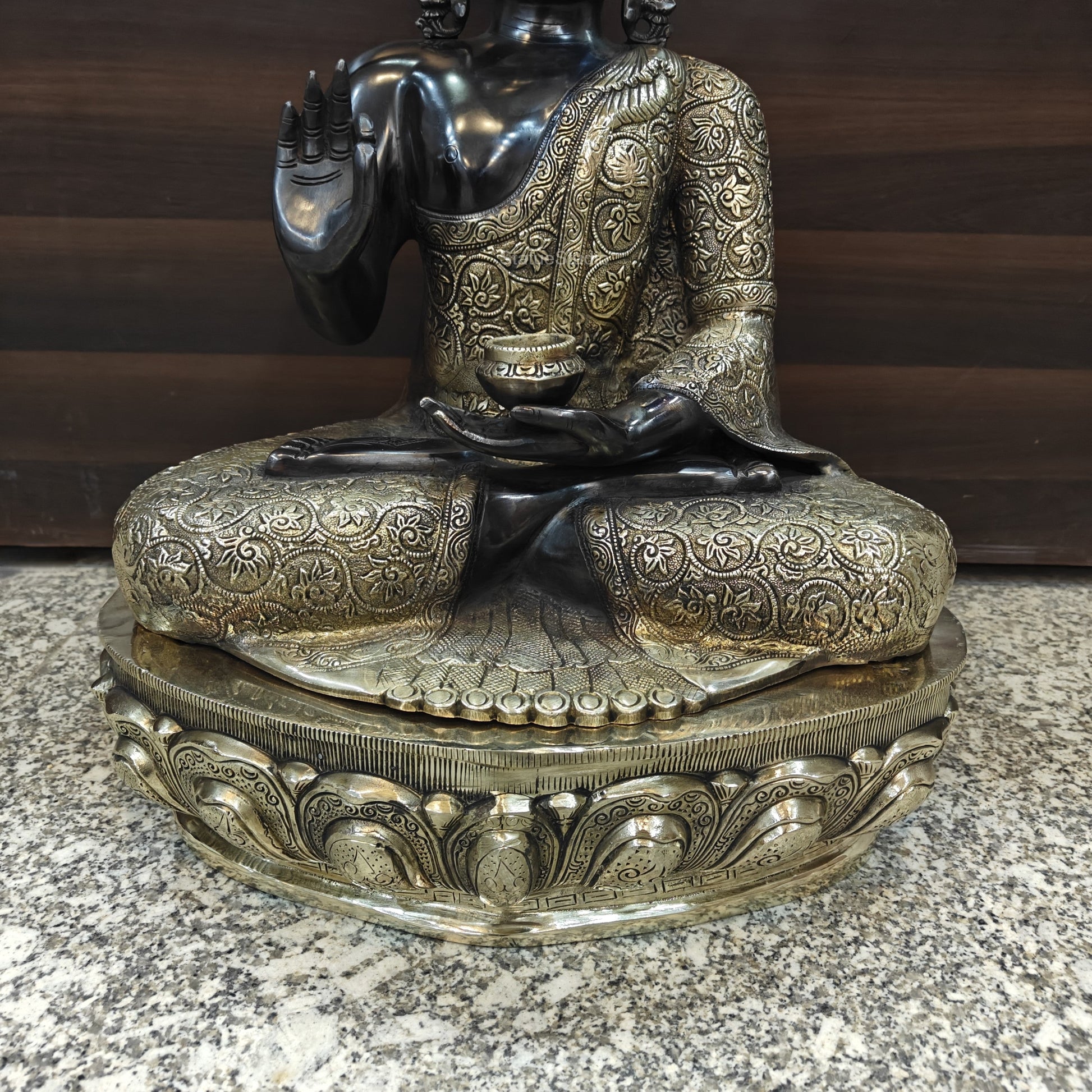 Brass Blessing Buddha Statue Antique Finish 21 Inches - Image 6