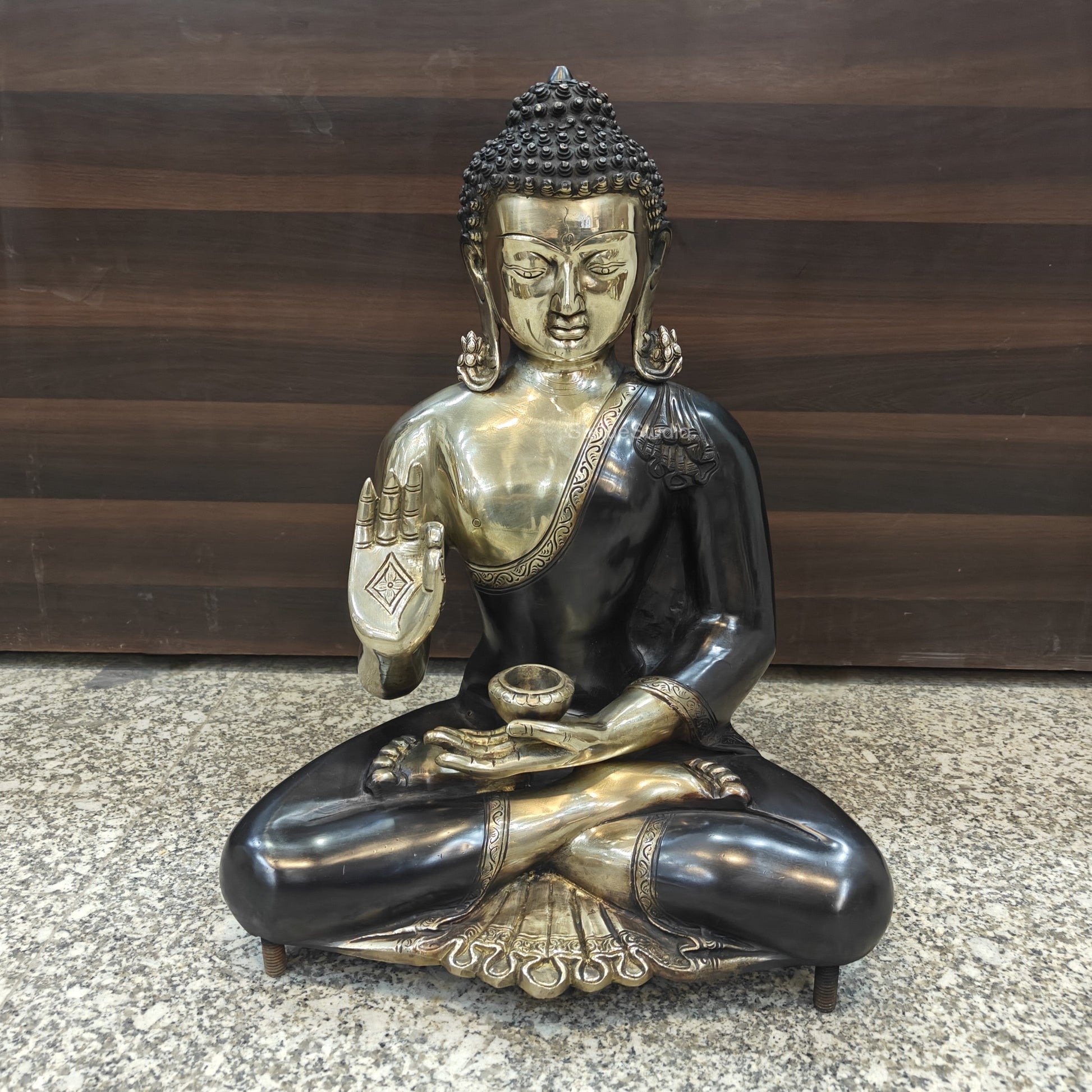 Brass Blessing Buddha Statue Antique Finish 20 Inches - Image 4