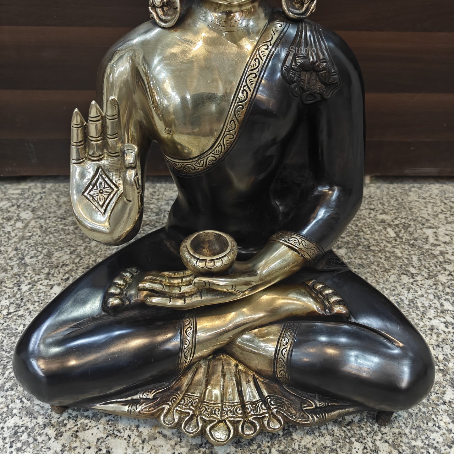 Brass Blessing Buddha Statue Antique Finish 20 Inches