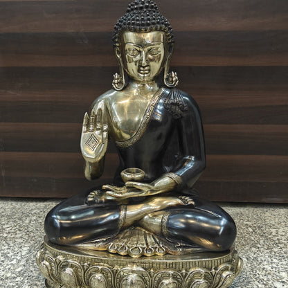 Brass Blessing Buddha Statue Antique Finish 2 Feet by vendor-unknown - Buddha (View 2)