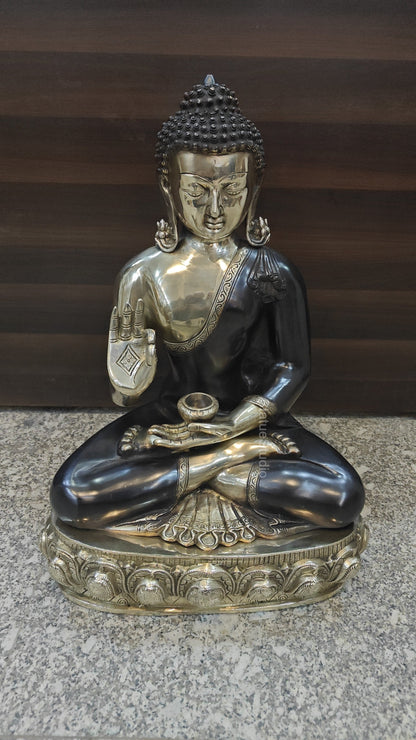 Brass Blessing Buddha Statue Antique Finish 2 Feet by vendor-unknown - Buddha (View 4)