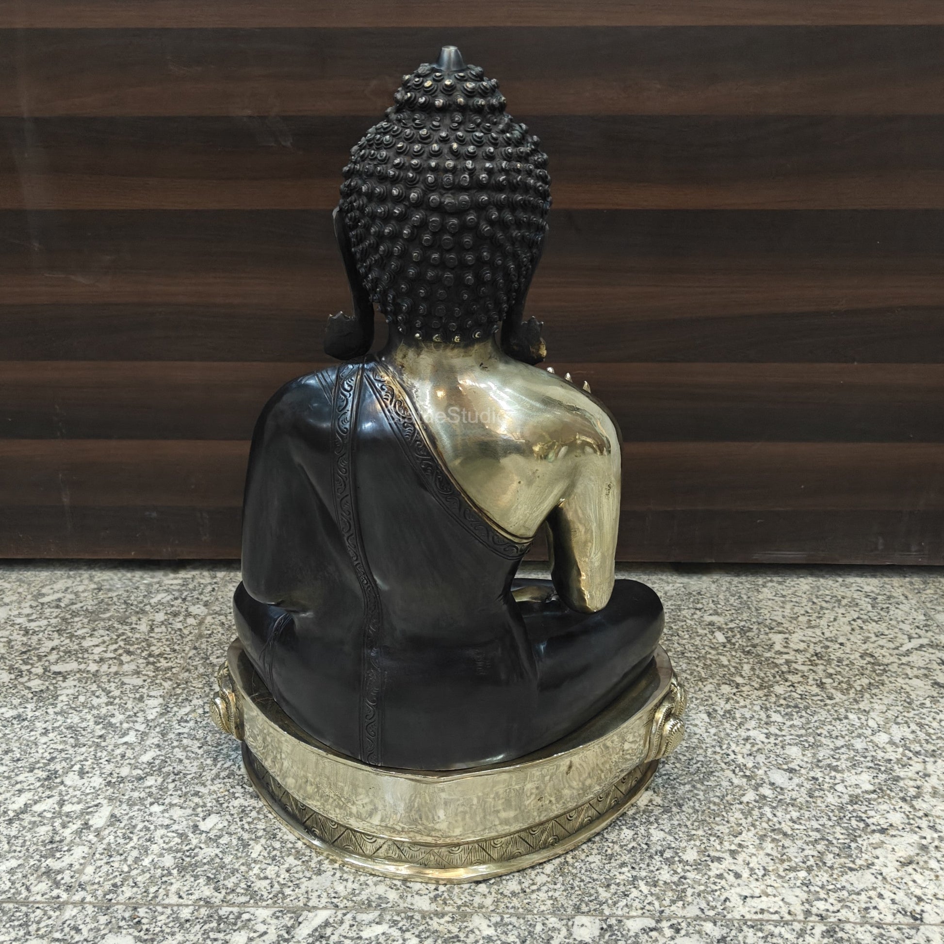 Brass Blessing Buddha Statue Antique Finish 2 Feet - Image 8