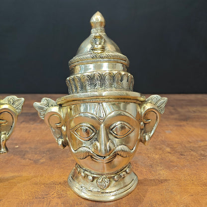 Brass Shiva Parvati Head Pair Statue 8.5 Inch by vendor-unknown - Hindu Gods (View 5)
