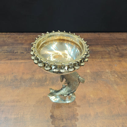 Brass Fish Designer Urli For Home Office Decor 11 Inch by vendor-unknown - Decor (View 4)