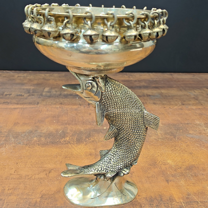 Brass Fish Designer Urli For Home Office Decor 11 Inch by vendor-unknown - Decor (View 2)