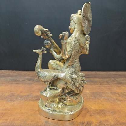 Brass Goddess Saraswati Statue Playing Veena 15 Inches by vendor-unknown - Hindu Gods (View 6)