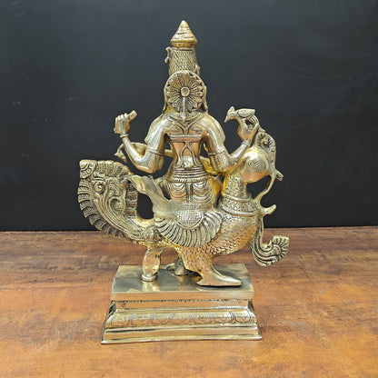 Brass Goddess Saraswati Idol Sitting On Swan Playing Veena 19 Inches by vendor-unknown - Hindu Gods (View 5)