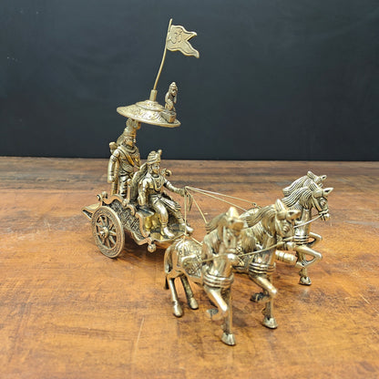 Brass Geeta Updesh Krishna and Arjun Rath 9 Inch by vendor-unknown - Hindu Gods (View 4)
