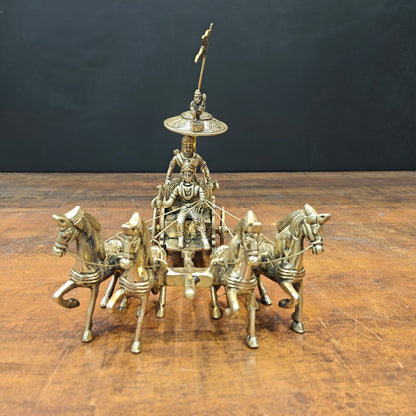 Brass Geeta Updesh Krishna and Arjun Rath 9 Inch by vendor-unknown - Hindu Gods (View 5)