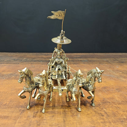 Brass Geeta Updesh Krishna and Arjun Rath 9 Inch by vendor-unknown - Hindu Gods (View 3)