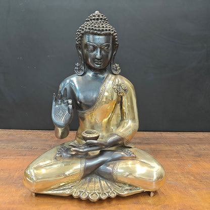 Brass Blessing Buddha Statue Black Gold Finish 1.5 Feet by vendor-unknown - Buddha (View 3)