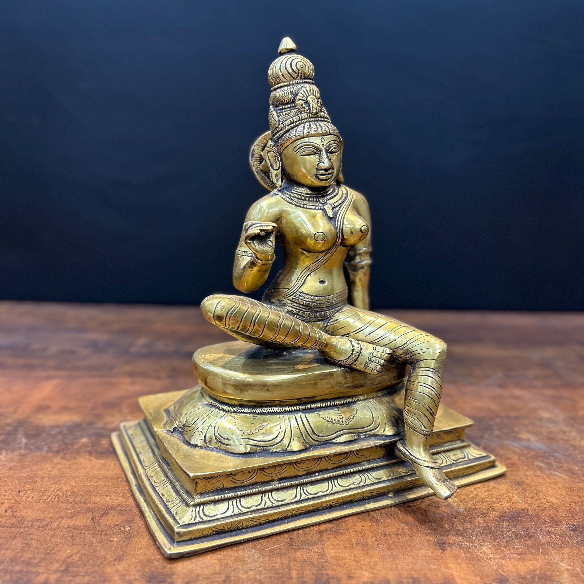 Brass Seated Parvati Uma Devi Idol 14 Inches - Image 4