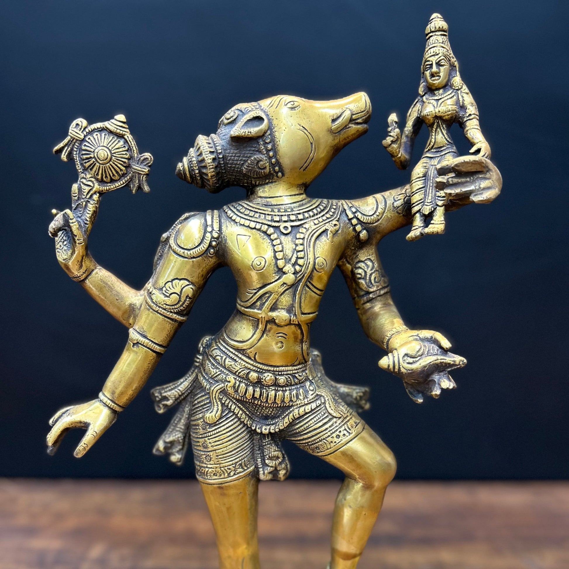 Brass Bhoovaraha swamy Varaha Lakshmi Statue 17 Inch - Image 2