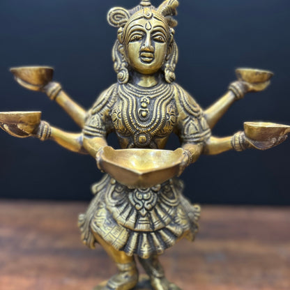 Brass Dancing Deep Lakshmi Statue For Pooja Room Home Decor 13 Inch by vendor-unknown - Decor (View 2)