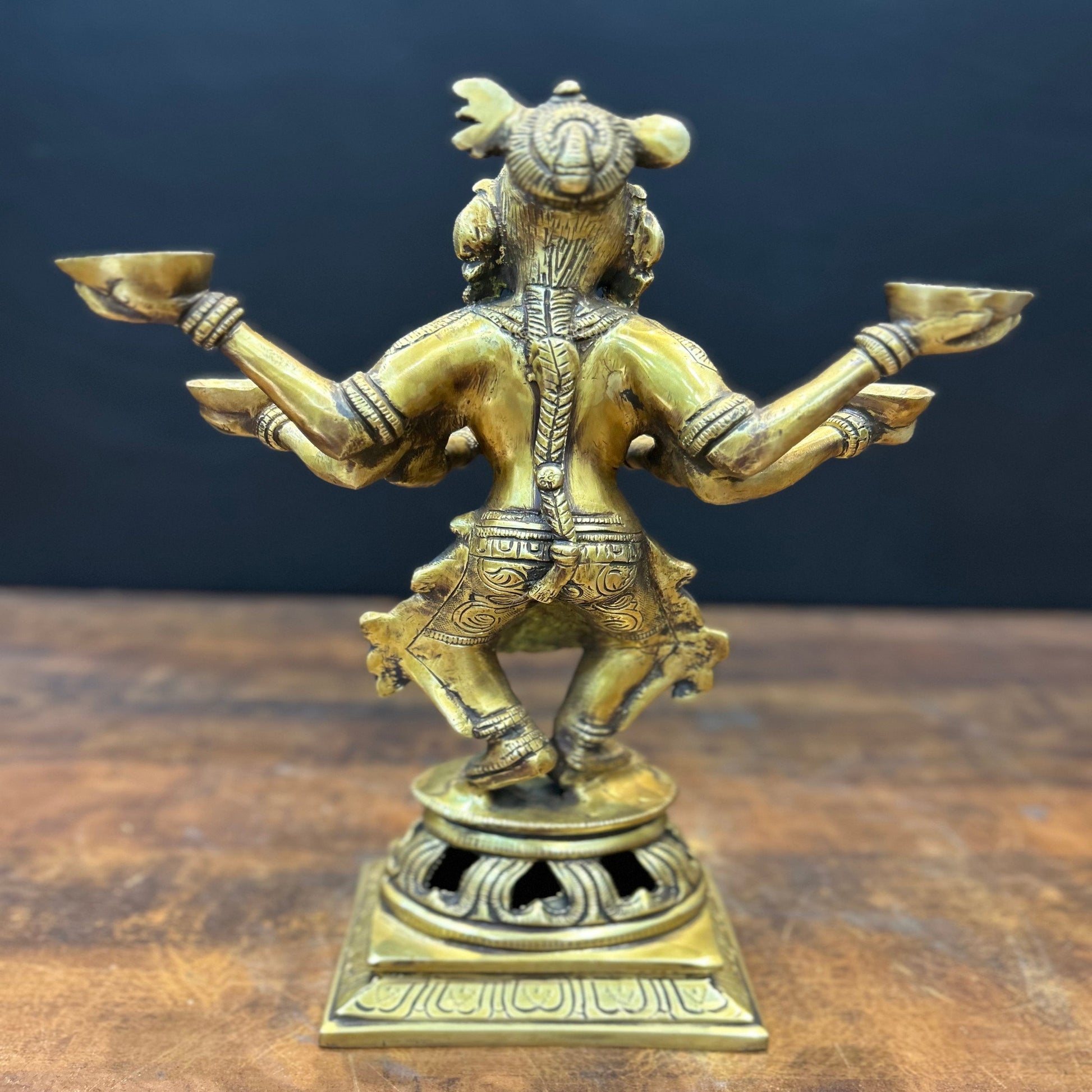 Brass Dancing Deep Lakshmi Statue For Pooja Room Home Decor 13 Inch - Image 5