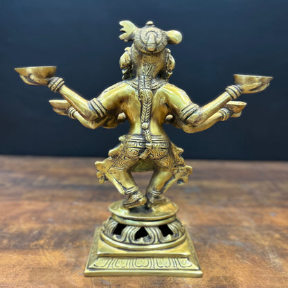 Brass Dancing Deep Lakshmi Statue For Pooja Room Home Decor 13 Inch by vendor-unknown - Decor (View 5)