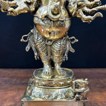 Brass Standing Ganesha Idol With 16 Arms 2 Feet by vendor-unknown - Hindu Gods (View 7)