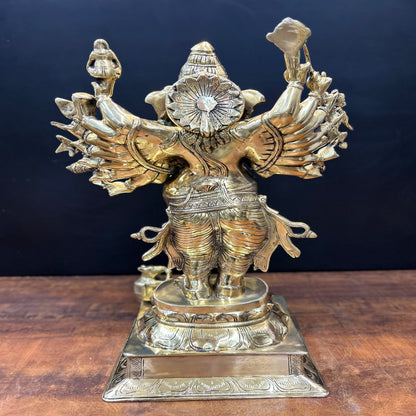 Brass Standing Ganesha Idol With 16 Arms 2 Feet by vendor-unknown - Hindu Gods (View 8)