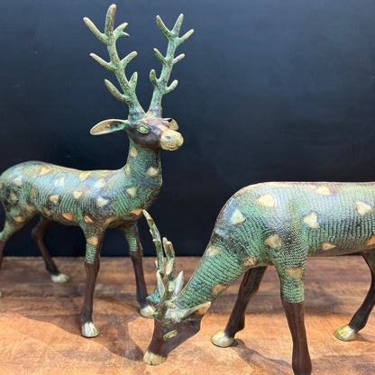 Brass Deer Pair Decorative Showpiece Antique Finish 27 Inch by vendor-unknown - Decor (View 4)