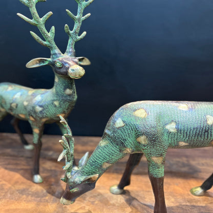 Brass Deer Pair Decorative Showpiece Antique Finish 27 Inch by vendor-unknown - Decor (View 5)