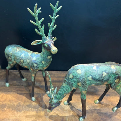 Brass Deer Pair Decorative Showpiece Antique Finish 27 Inch by vendor-unknown - Decor (View 7)