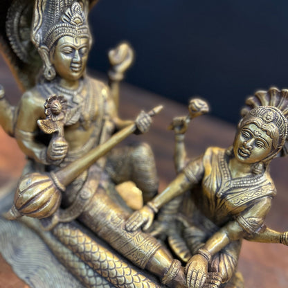 Brass Vishnu Lakshmi Idol Under Serpent Anqtiue Finish 1 Feet by vendor-unknown - Hindu Gods (View 5)