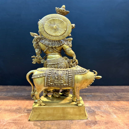 Brass Krishna Idol With Cow Antique Finish 26 Inches by vendor-unknown - Hindu Gods (View 8)