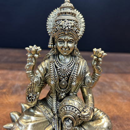 Pure Brass Superfine Goddess Lakshmi Idol 7.5 Inch by vendor-unknown - Hindu Gods (View 9)